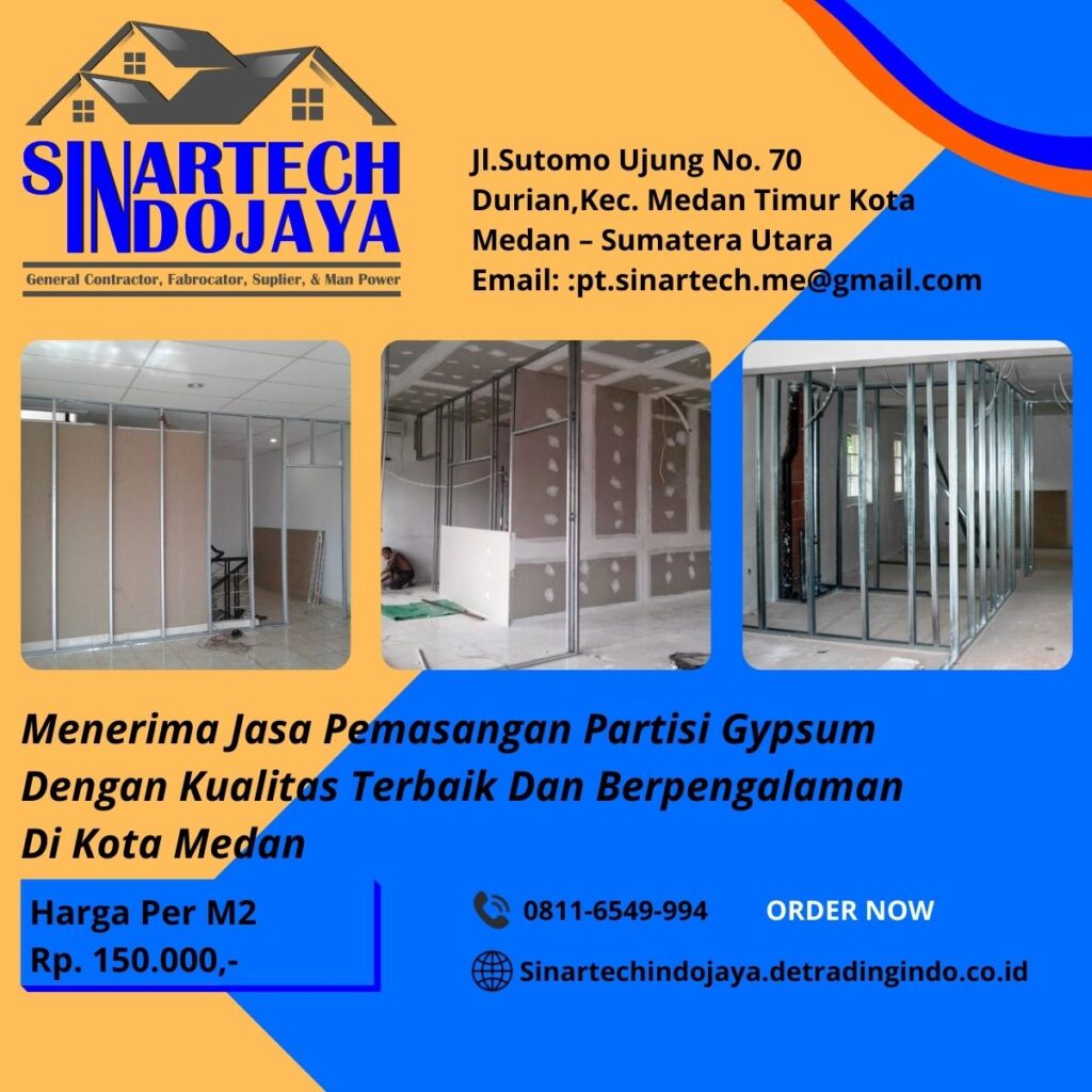 Jasa Pemasangan Partisi Gypsum di Medan